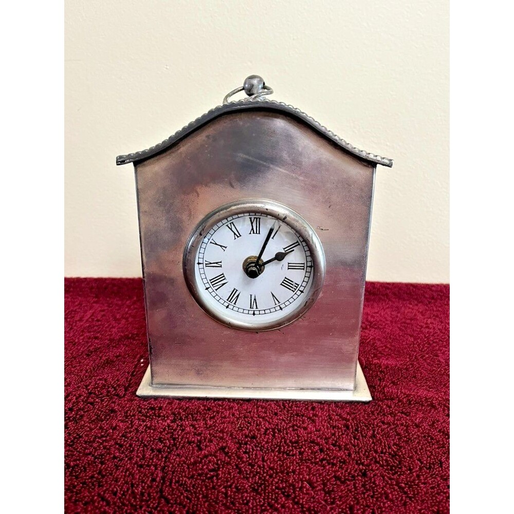 Vintage 7" Market Bazaar Polished Steel Table Clock